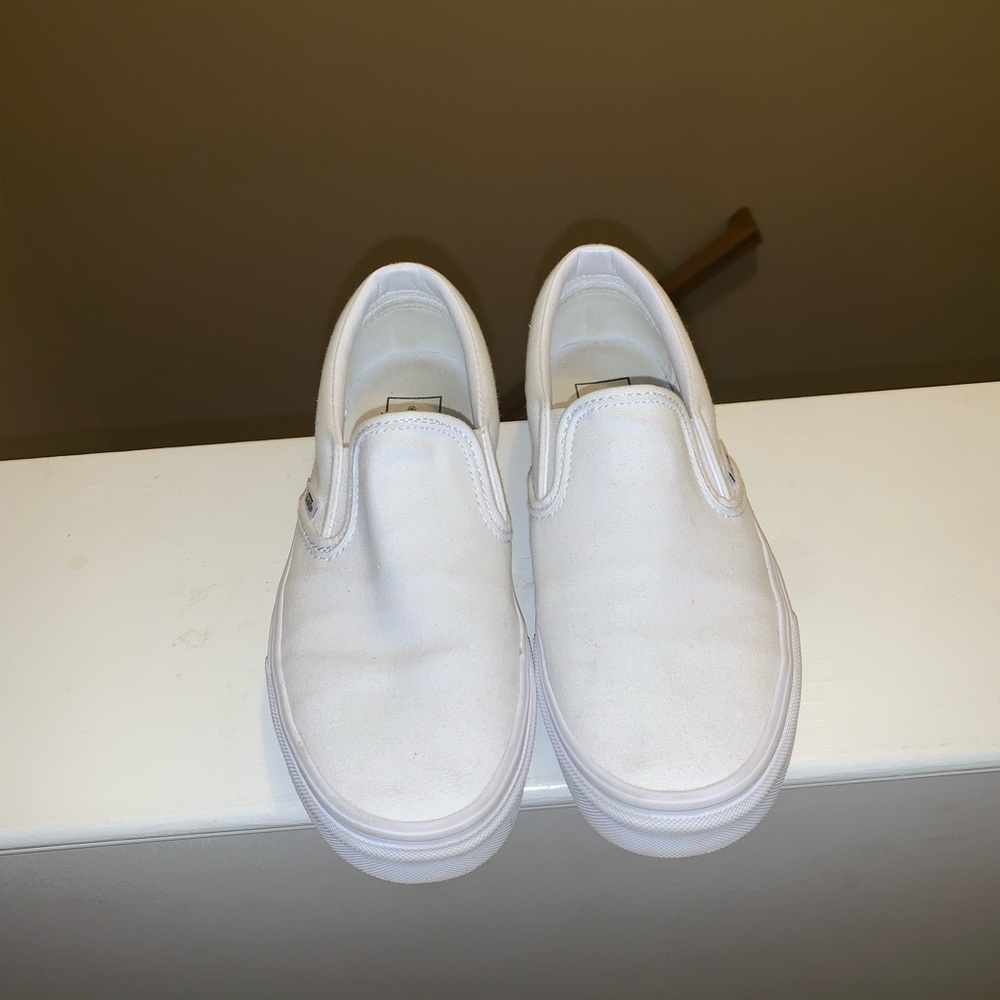 White Slip-On Vans